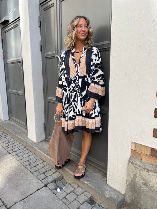 CINDY DRESS black/ camel