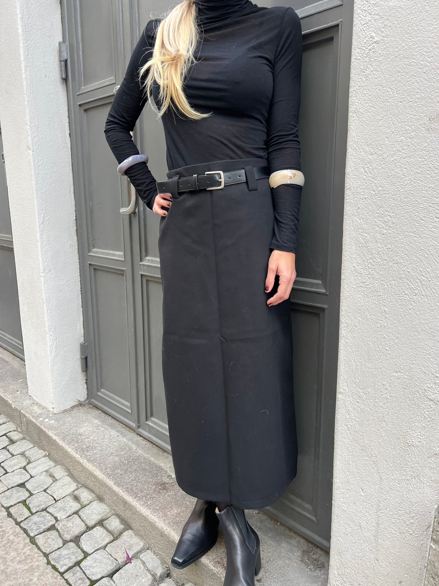 Paula Belt Skirt Black
