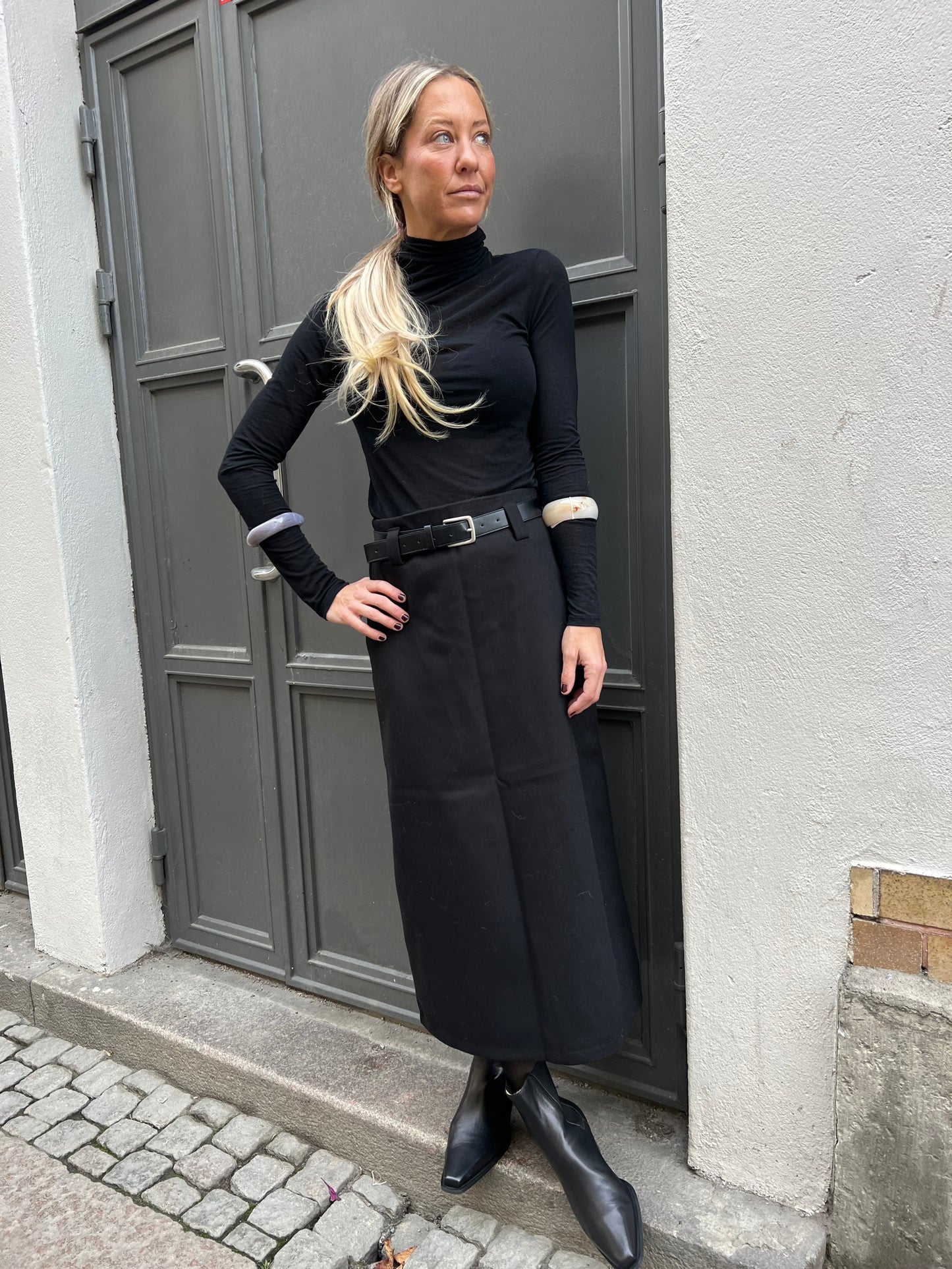 Paula Belt Skirt Black